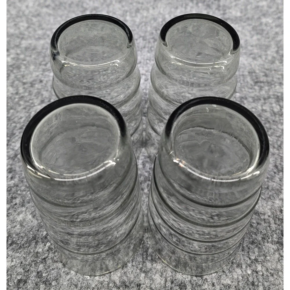 Vtg Set of 4 Smoke Gray Glass‎ Tumbler 5 in Rippled Beehive Wavy Juice Sized